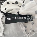Pretty Little Thing  Polka Dot Ruched Frill Long Sleeve Mini Dress Black White Size 2 Photo 15