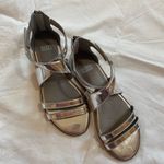 Eileen Fisher NWOB  Silver Mirror Metallic Cici Strappy Leather Sandals Size 7.5 Photo 2