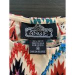 Angie  Boho Southwestern Geometric Print Beaded Peasant Top Medium Dolman Sleeves Photo 3
