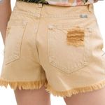 KanCan High Waist Distressed Denim Jean Shorts Mustard Yellow Women’s Size Small Photo 3
