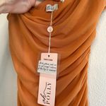 Oh Polly  Lasting Lover Asymmetric Cowl Neck Mini Dress Caramel Photo 3