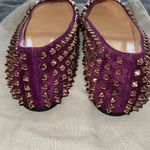 Christian Louboutin Follies Spikes Suede Flats in Merlot. Size 38. Photo 5