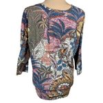 Christopher & Banks  Top Knit Fall Botanical Size L Large Brown Blue Photo 2