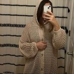 Mikka Boho Hand Knit Slouchy Open Knit Hooded Cardigan Sweater OS Tan Size undefined Photo 5