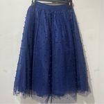 Little Mistress New MIDI Skirt Petite Blue Allover Pearl Embellished Full Size 0 Photo 4