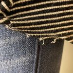 BP Deep V Neck Faux Wrap Draped Short Sleeve Striped Blouse Black White Sz Large Photo 3