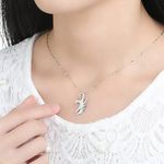 2pcs Angel Wing Heart Shaped Couple Necklaces Silver Photo 1