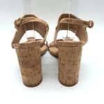 Lemon Drop by Privileged Sandals Heels Faux Cork Slingback Square Toe Beige 7 Tan Photo 3