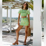 Sabo Skirt Lyla Draw Mini Skirt Chalk Floral 100% Cotton Size XS EUC Photo 1