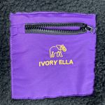 Ivory Ella  Black Quarter zip Sherpa pullover with purple logo patch pocket sz S Photo 5