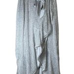 Badgley Mischka NEW Y2K Maxi Skirt Gray Reversible Wrap Sz S Flowy Leopard Print Photo 1