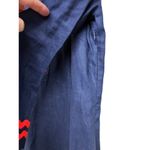 Sail To Sable  Ric Rac Embroidered Linen Shift Dress Navy Blue/Coral Size Medium Photo 6