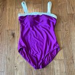 MiracleSuit  purple colorblock one piece suit size 16 Photo 1