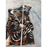 Trouvé Black Tropical Print Short Sleeve One Shoulder One Shoulder‎ Dress Medium Photo 6