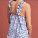 Anthropologie WAVERLY GREY Women’s Blue Checked Polka Dot Ruffle top Photo 1