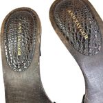 Ann Taylor  Y2K Brown croc Leather Slide Sandals wood Photo 3