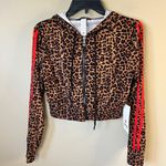 Otos Leopard Print Cropped zip up hoodie with Red Accents Brown Photo 0