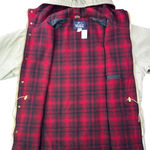 Woolrich Vintage Wool Blanket Lined Hooded Jacket Beige Plaid Lined Womens XL Photo 0