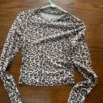Leopard print mesh long sleeve shirt Gray Size XS Photo 1