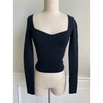 Abercrombie & Fitch Black Knit Bustier Top XS Long Sleeve Sweetheart Neck Y2K Photo 1