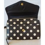 Black w/ White Polk A Dots Wristlet Clutch Purse Snap Closure Credit Card Holder Photo 1