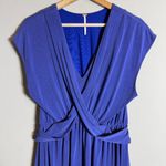 Free People Cupro Mini Dress Women's Small Blue Sleeveless V-Neck Vacation Flowy Photo 6