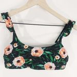 Floral Green Black Ruffle strap Bikini Top M Size M Photo 0