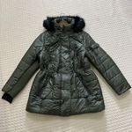 Michael Kors NWT Quilted Women Long Puffer Coat w/ Fur Hoodie Olive Size 1X Photo 2