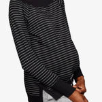 A pea in the pod  Maternity Striped Sweatshirt Black with White Stripe Crew Neck Photo 0