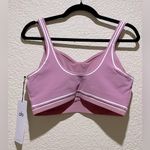 Alo Yoga NWT Airbrush Heart Throb Sports Bra Pink Wild Rose White Size L Photo 5