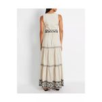 PatBO Sleeveless Linen Tan and Black Embroidery Maxi Sun Dress sz 6 Photo 15