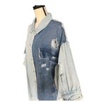 POL Oversize Two Tone Blue Distressed Denim Jacket Size S Photo 9