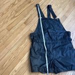 RED SAKS FIFTH AVENUE vegan leather shorts overalls size large Black Photo 2