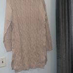 Women's Fall Oversized Sweater Dress Long Sleeve Vneck Chunky Cable Knit Tan Size L Photo 5