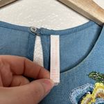 ZARA denim collection floral embroidered & beaded cold shoulder dress size small Photo 8