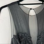 Vanity Fair Vintage Black Satin Maxi Dress Floal Bust Mesh Sz 38 Small Y2K Photo 4