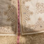 Anne Carson Linen Embroidered Beaded Midi Skirt Sz 6 Midi Slit Front Embellished Photo 11