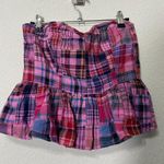 Free People NEW  Madeira Plaid Corset Top with Ruffle Hem Elastic Back Sz Medium Photo 8