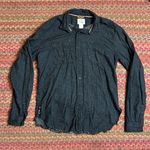 KOTO BLACK FRINGE HEM BUTTON UP LONG SLEEVE COLLARED SHIRT Photo 0