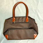 LuluCastagnette Brown‎ Nylon Tote Bag Tan Leather Trim Medium Shoulder Bag Brown Photo 1