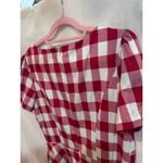 GOOBGS Red White Gingham Plaid Square Neck Puff Sleeve Fit Flare Dress XL Photo 10