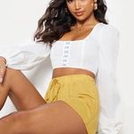 Pretty Little Thing White Puff Sleeve Corset Detail Crop Top Photo 2