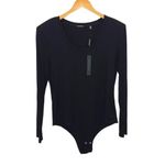 Elie Tahari Scoop Neck Ribbed Bodysuit Black Large NWT $110 Photo 1