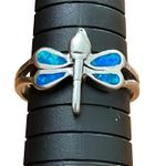 Source Unknown Sterling Silver Dragonfly Blue Inlaid Opal Ring Womens Size 9.75 Photo 0