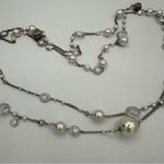 Henri Bendel Socialite Long Double Strand Silver Chain Necklace Charms Pearls Photo 6
