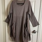 Gauze Brown front pockets Women's dress 100% Cotton Tan Size undefined Photo 2