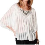 Free People  star gazer Lily white sheer stretchy gauze poncho boho top sz small Photo 0