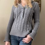 Jones New York Gray Hooded Cable Knit Sweater Photo 4