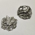 Birds & Blooms 1998 / 1999 Pewter Silver Tone Brooch Pins Butterfly / Cardinal Photo 0