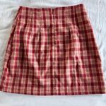 Brandy Melville John Galt Cara Plaid Mini Skirt Red Beige XS One Size 24” Waist Photo 2